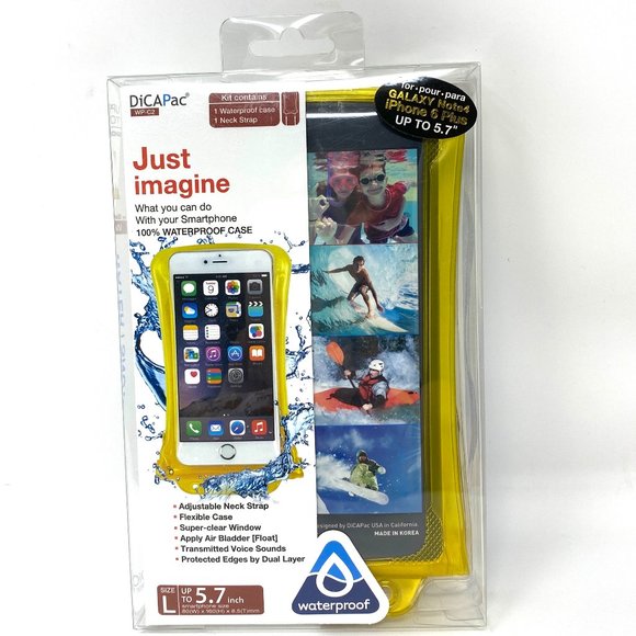 Waterproof Case Smartphone WP-C2 Dicapac Mobile Phone 14.5 cm 5.7" Cover Yellow - Picture 1 of 5